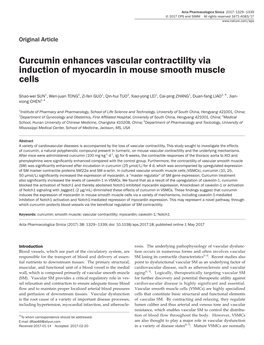 Curcumin Enhances Vascular Contractility Via Induction of Myocardin in Mouse Smooth Muscle Cells