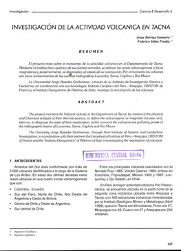 Investigación De La Actividad Volcánica En Tacna