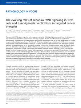 The Evolving Roles of Canonical WNT Signaling in Stem Cells And