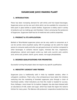 Sugarcane Juice Making Plant