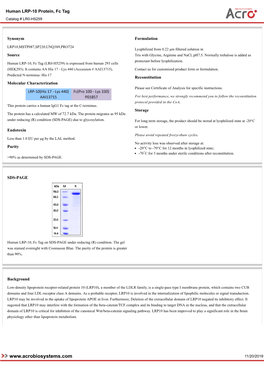 11/20/2019 Human LRP-10 Protein, Fc Tag Catalog # LR0-H5259