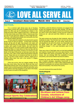 News Letter - March 2013 Serve 12 Price-Re.1