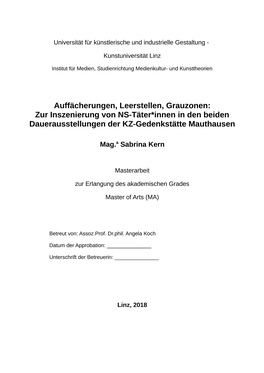 Zur Inszenierung Von NS-Täter*Innen in Den Beiden Dauerausstellungen Der KZ-Gedenkstätte Mauthausen