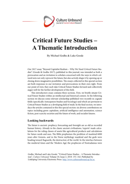 Critical Future Studies – a Thematic Introduction