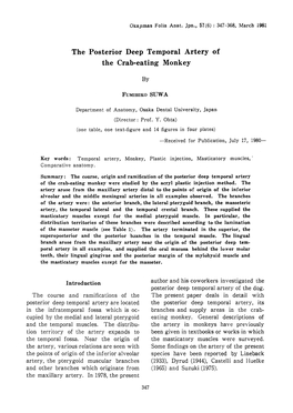 The Posterior Deep Temporal Artery of the Crab-Eating Monkey