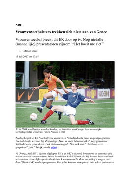 Vrouwenvoetbalsters Trekken Zich Niets Aan Van Genee Vrouwenvoetbal Breekt Dit EK Door Op Tv