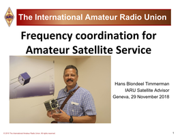 Frequency Coordination for Amateur Satellite Service