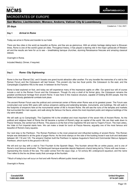 MICROSTATES of EUROPE San Marino, Liechtenstein, Monaco, Andorra, Vatican City & Luxembourg 20 Days Created On: 1 Oct, 2021