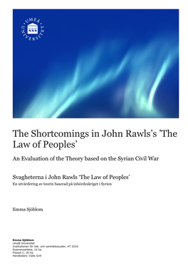 The Shortcomings in John Rawls's 'The Law of Peoples'