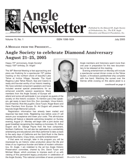 Angle Society to Celebrate Diamond Anniversary August 21–25, 2005