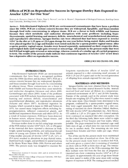 Effects of PCB on Reproductive Success in Sprague-Dawley Rats Exposed to Aroclor 1254 for One Year