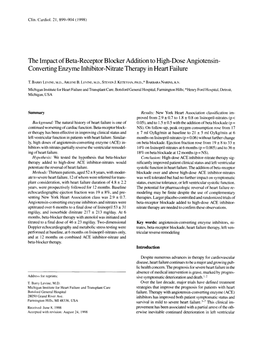 The Impact of Beta‐Receptor Blocker Addition to High‐Dose Angiotensin