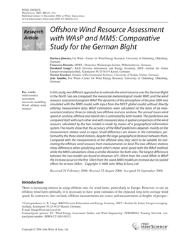 Offshore Wind Resource Assessment with Wasp And