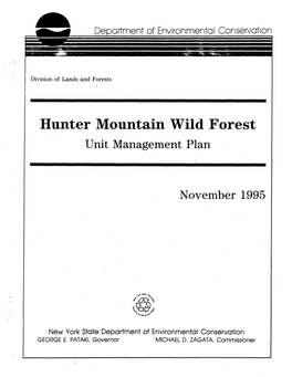 1995 Hunter Mountain Wild Forest Unit Management Plan (UMP)