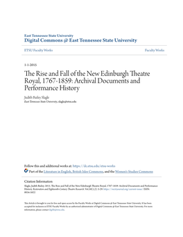 The Rise and Fall of the New Edinburgh Theatre Royal, 1767-1859
