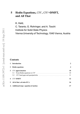 5 Hedin Equations, GW, GW+DMFT, and All That