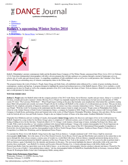 Balletx's Upcoming Winter Series 2014