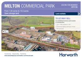 MELTON COMMERCIAL PARK LE14 3JL from 1.65 Acres to 14.5 Acres Open Storage Land Land Available