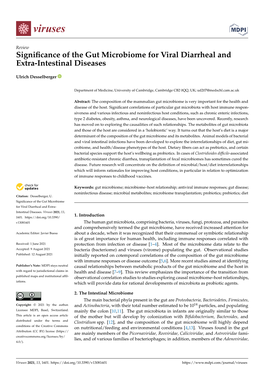 Significance of the Gut Microbiome for Viral Diarrheal and Extra-Intestinal