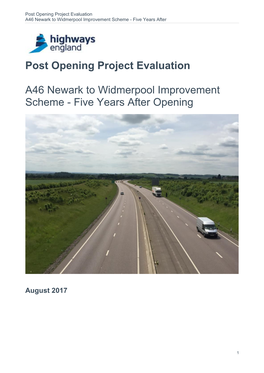 Post Opening Project Evaluation A46 Newark to Widmerpool Improvement Scheme - Five Years After