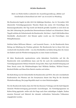 60 Jahre Bundeswehr Rede Von Walter Kolbow Anlässlich Der