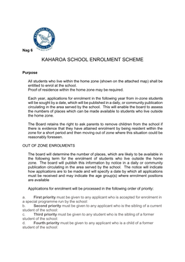 Kaharoa School Enrolment Scheme