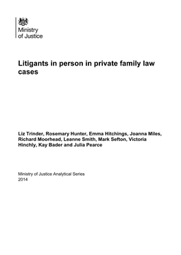 Litigants in Person in Private Family Law Cases