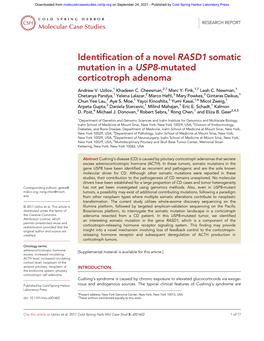 Identification of a Novel RASD1 Somatic Mutation in a USP8-Mutated Corticotroph Adenoma