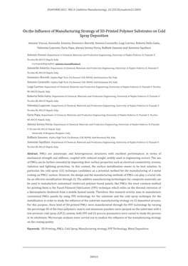 On the Influence of Manufacturing Strategy of 3D-Printed Polymer Substrates on Cold Spray Deposition