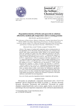 Degradation Kinetics of Fisetin and Quercetin In