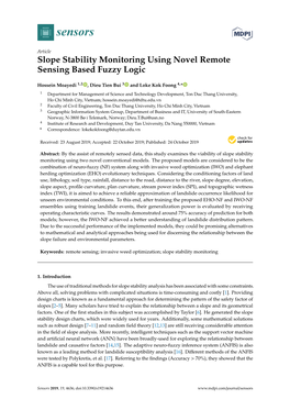 Slope Stability Monitoring Using Novel Remote Sensing Based Fuzzy Logic