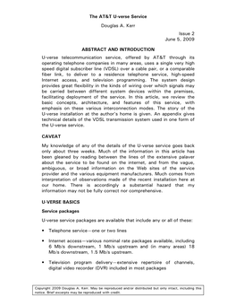 The AT&T U-Verse Service Douglas A. Kerr Issue 2 June 5, 2009