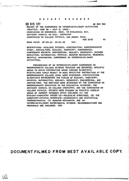 Report of the Conference on Interdisciplinary Activities (Seattle, June 28-July 2, 1965)