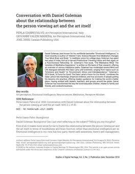 Conversation with Daniel Goleman About the Relationship Between the Person Viewing Art and the Art Itself