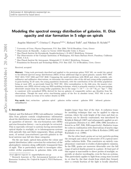 Modeling the Spectral Energy Distribution of Galaxies. II. Disk Opacity and Star Formation in 5 Edge-On Spirals