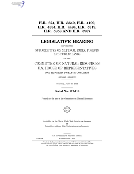 Legislative Hearing Committee on Natural Resources