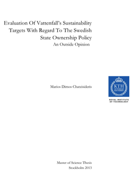 Evaluation of Vattenfall's Sustainability Targets with Regard to the Swedish State Ownership Policy