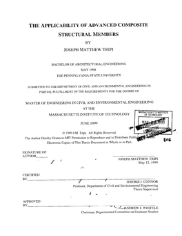 The Applicability of Advanced Composite Structural Members by Joseph Matthew Tripi