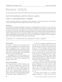 Red Cell Transfusion and the Immune System S