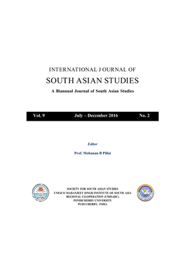 SOUTH ASIAN STUDIES a Biannual Journal of South Asian Studies