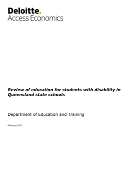Review of Education for Students with Disability in Queensland State Schools