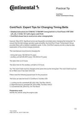 Contitech: Expert Tips for Changing Timing Belts