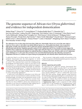 The Genome Sequence of African Rice (Oryza Glaberrima) and Evidence for Independent Domestication
