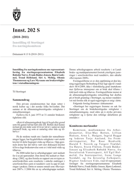 Innst. 202 S (2010–2011) Innstilling Til Stortinget Fra Næringskomiteen