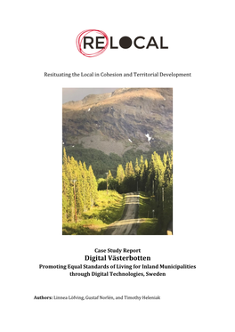 Digital Västerbotten Promoting Equal Standards of Living for Inland Municipalities Through Digital Technologies, Sweden