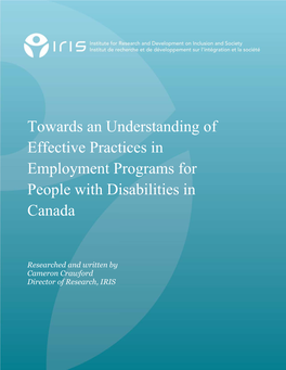 Towards an Understanding of Effective Practices in Employment Programs for People with Disabilities in Canada