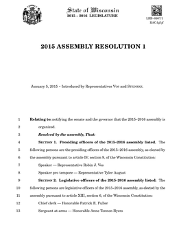 2015 Assembly Resolution 1