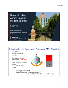 Reconstruction Across Imaging Modalities: MRI Introduction To