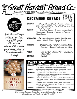 Preorder Your Rolls, Pies Or Bread Wreaths Today!