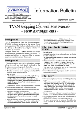 TVSN Shopping Channel Has Moved - New Arrangements